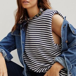 NWOT Anthropologie Lyra Knit Striped Tank Top Blue